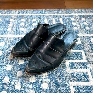 Tibi Black Leather Mules